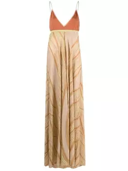 Forte Forte платье макси с эффектом металлик, нейтральный цвет