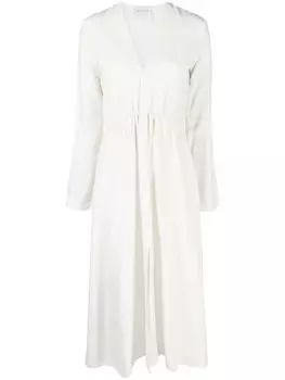 Forte Forte платье с V-образным вырезом и сборками, нейтральный цвет