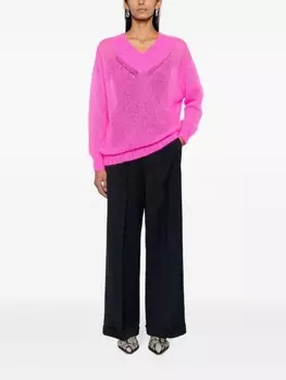 Forte Forte полупрозрачный джемпер с V-образным вырезом, розовый