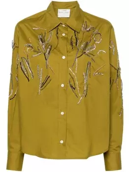 Forte Forte поплиновая рубашка с кристаллами, зеленый