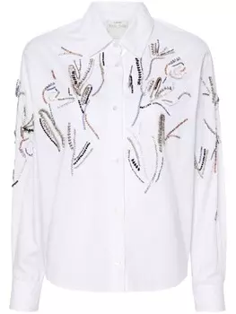 Forte Forte поплиновая рубашка со стразами, белый