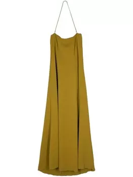 Forte Forte расклешенное платье макси с вырезом халтер, зеленый
