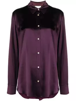 Forte Forte рубашка с длинным рукавом с атласной отделкой, фиолетовый