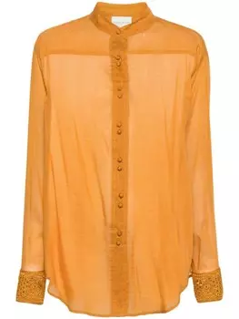 Forte Forte рубашка со вставками в технике кроше, коричневый