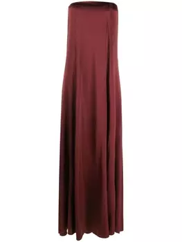 Forte Forte шелковое платье макси А-силуэта без бретелей, коричневый