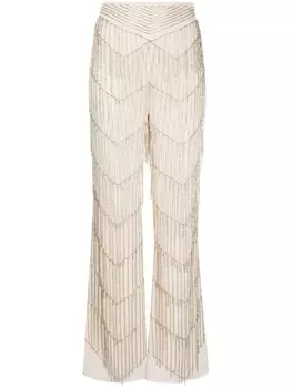 Forte Forte широкие брюки с бахромой, нейтральный цвет