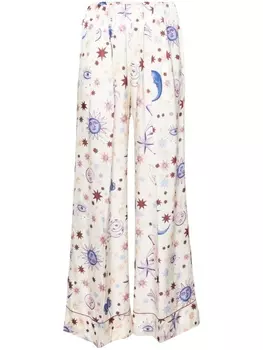 Forte Forte широкие брюки с графичным принтом, нейтральный цвет