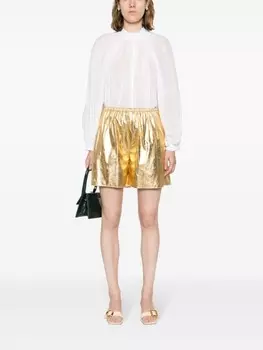 Forte Forte шорты с завышенной талией и эффектом металлик, золотой