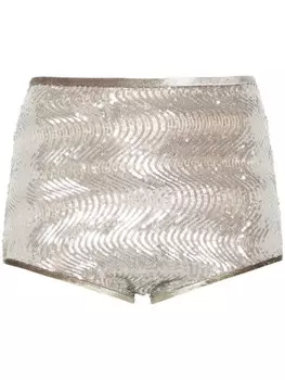 Forte Forte шорты с завышенной талией и пайетками, серебристый