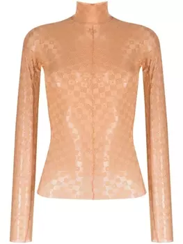 Forte Forte топ с длинными рукавами и кружевом, нейтральный цвет