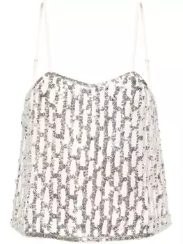 Forte Forte топ с пайетками, серебряный