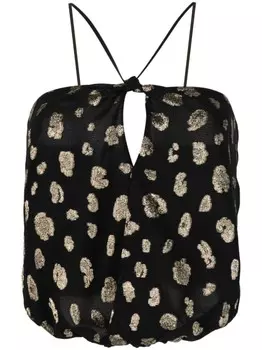 Forte Forte топ с вырезом халтер и эффектом металлик, черный