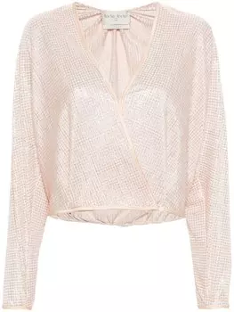 Forte Forte топ в ломаную клетку с запахом, розовый