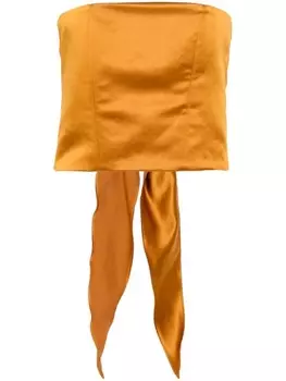 Forte Forte укороченный атласный топ без бретелей, коричневый