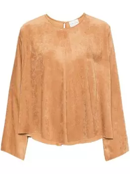 Forte Forte вельветовая блузка с круглым вырезом, коричневый