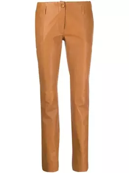 Forte Forte зауженные кожаные брюки, коричневый