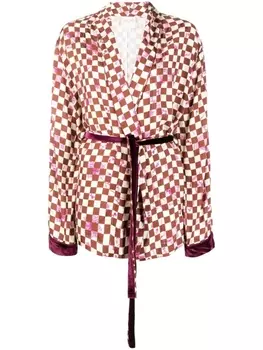 Forte Forte жакет с завязками и графичным принтом, коричневый