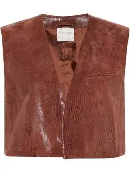 Forte Forte жилет с анималистичным узором, коричневый