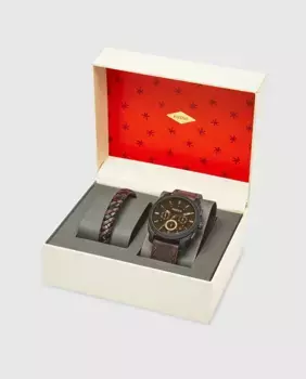 Fossil Machine FS5251SET мужские часы с хронографом в корпусе с браслетом, темно-коричневый