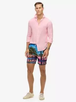 Фотографические плавательные шорты 17 дюймов Superdry, цвет Palm Blue