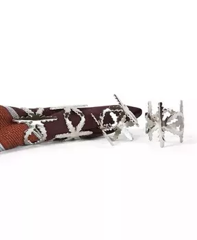 Фрактальные металлические кольца для салфеток «Зимние снежинки», набор из 4 шт Manor Luxe, серебро