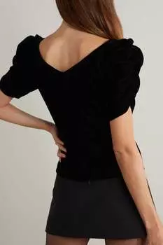 FRAME Бархатный топ с рюшами, черный