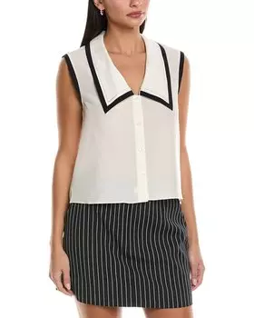 FRAME Джинсовая шелковая блузка в матросском стиле FRAME Denim, белый