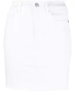 FRAME джинсовая юбка мини с необработанным подолом, белый