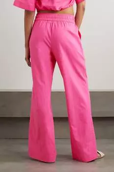 FRAME Широкие брюки из смесового льна, розовый