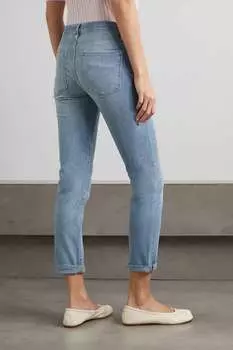 FRAME Укороченные узкие джинсы-бойфренды Le Garcon из органического хлопка, деним