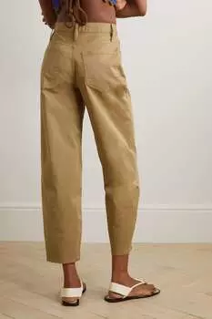 FRAME Зауженные брюки из хлопкового твила Ultra High-Rise Barrel, армейский зеленый