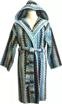 Framsohn махровый женский халат "Zick Zack", с капюшоном Framsohn Frottier, бирюзовый