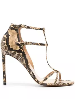 Francesco Russo сандалии с тиснением под кожу змеи, нейтральный цвет