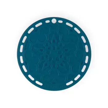 Французская круглая подставка Le Creuset, зеленовато-синий