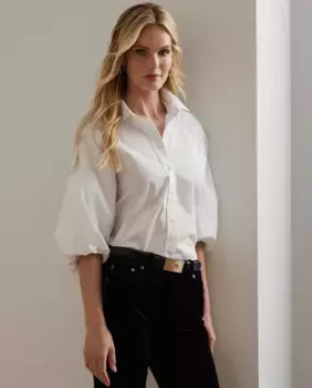 Французская женская рубашка с пышными рукавами Lauren Ralph Lauren, белый