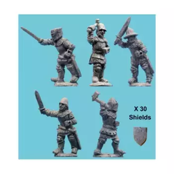 Французские рыцари, спешенные с ручным оружием, Hundred Years War - Crecy and Poitiers (15mm) (Old Glory)