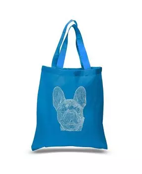 Французский бульдог — маленькая большая сумка Word Art LA Pop Art, синий