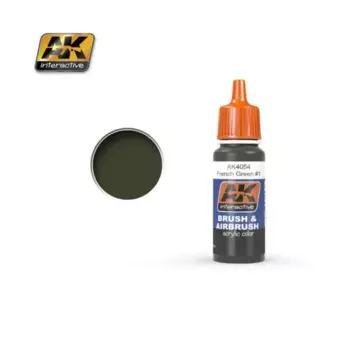 Французский зеленый №1 времен Первой мировой войны, Paint - Brush and Airbrush Acrylic - Blue and Green Colors (AK-Interactive)