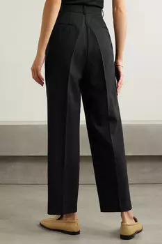 FRANKIE SHOP прямые брюки Bea из крепа со складками, черный