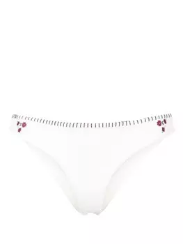 Frankies Bikinis плавки бикини Sawyer с цветочной вышивкой, белый