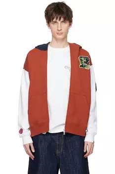 Франс шарк худи на молнии Bape, цвет burgundy