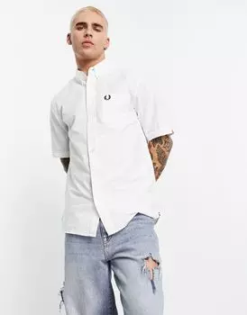 Fred Perry – белая оксфордская рубашка с коротким рукавом