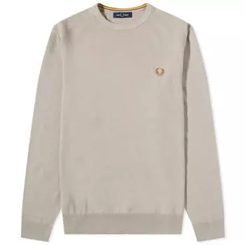 Fred Perry Crew Neck Jumper, Dark Oatmeal