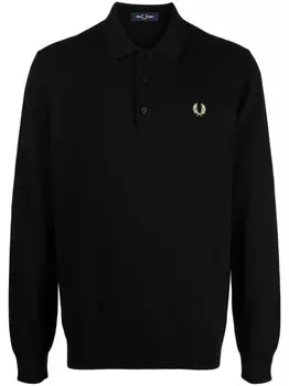 Fred Perry джемпер из смесовой шерсти с вышитым логотипом, черный