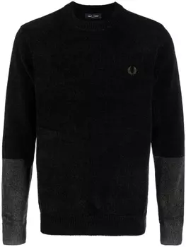 Fred Perry джемпер с вышитым логотипом и вставками, черный