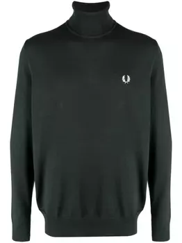 Fred Perry джемпер с высоким воротником и вышитым логотипом, зеленый