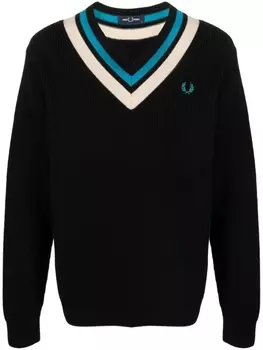 Fred Perry джемпер в рубчик с вышитым логотипом, черный