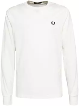 Fred Perry футболка с длинными рукавами и вышитым логотипом, белый