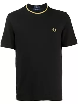 Fred Perry футболка с отделкой в рубчик, черный