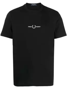 Fred Perry футболка с вышитым логотипом, черный